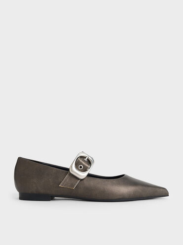 Masei Metallic Grommet-Strap Mary Janes, Silver, hi-res