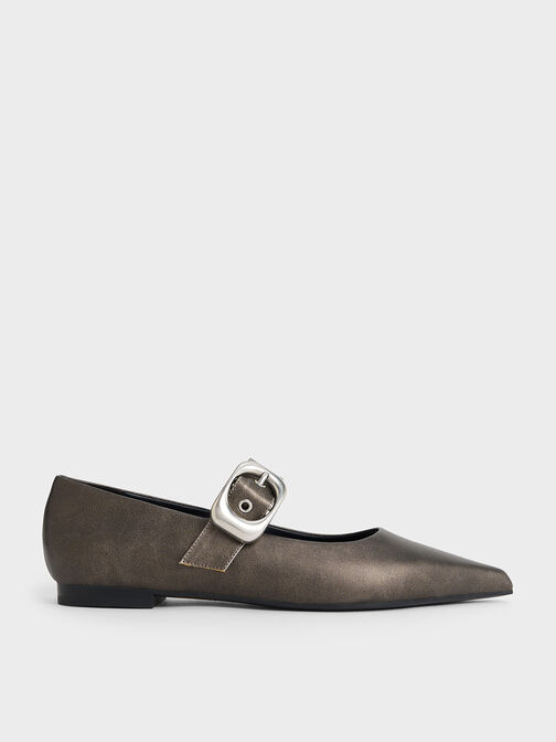Masei Metallic Grommet-Strap Mary Janes, Silver, hi-res