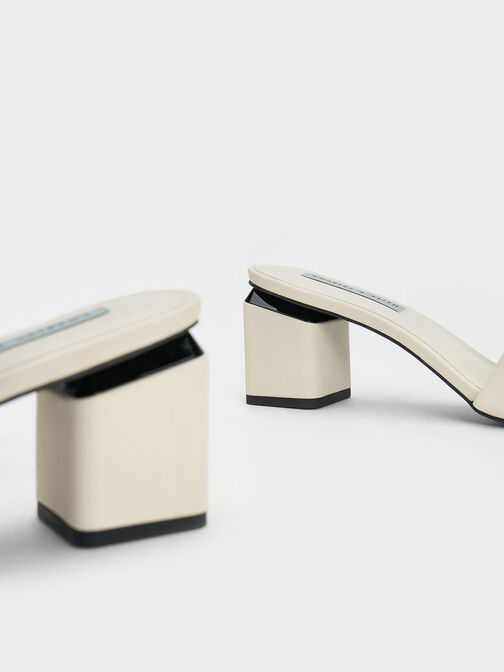 Square Block Heel Mules, Chalk, hi-res