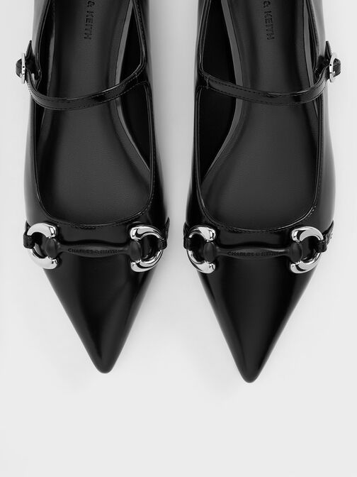 Metallic Accent Pointed-Toe Mary Janes, Black Box, hi-res