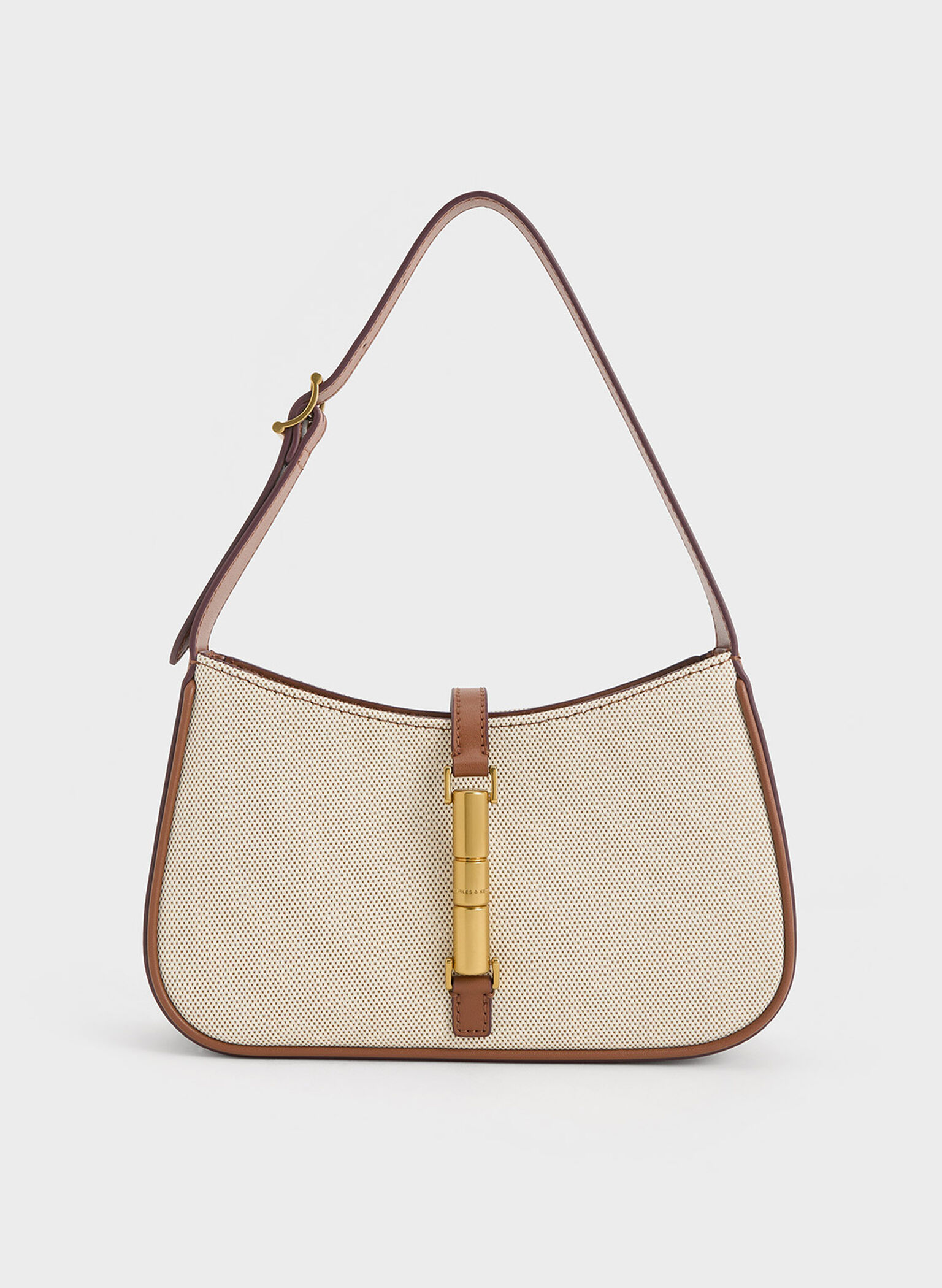 Cesia Canvas Metallic Accent Shoulder Bag, Chocolate, hi-res