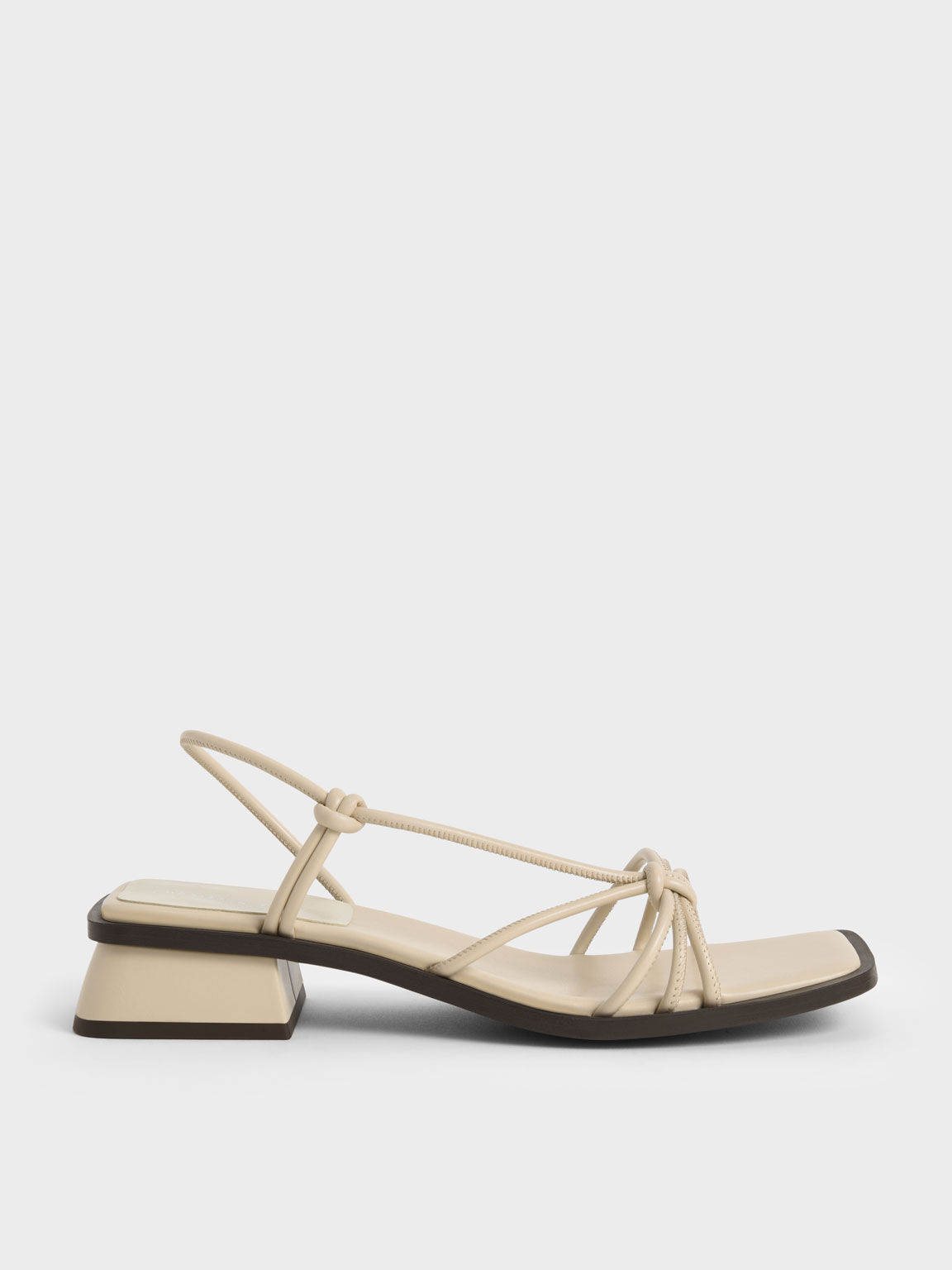 Strappy Knotted Slingback Sandals, Chalk, hi-res