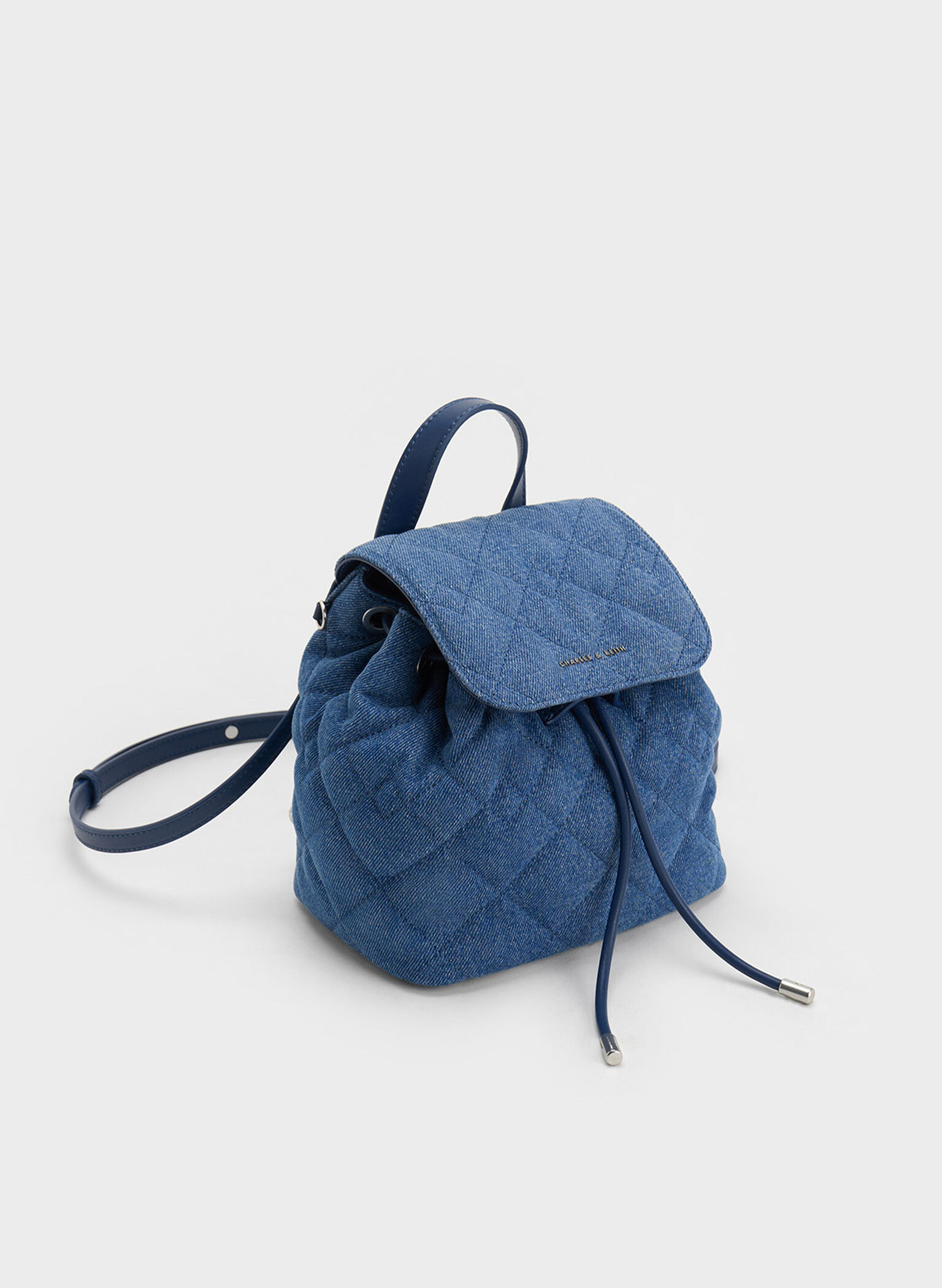 Aubrielle Denim Quilted Backpack, Denim Blue, hi-res