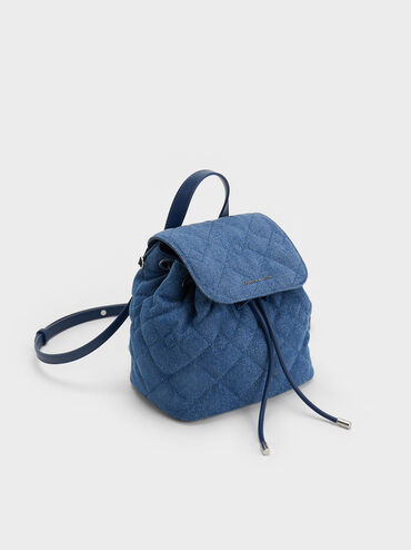 Aubrielle Denim Quilted Backpack, Denim Blue, hi-res