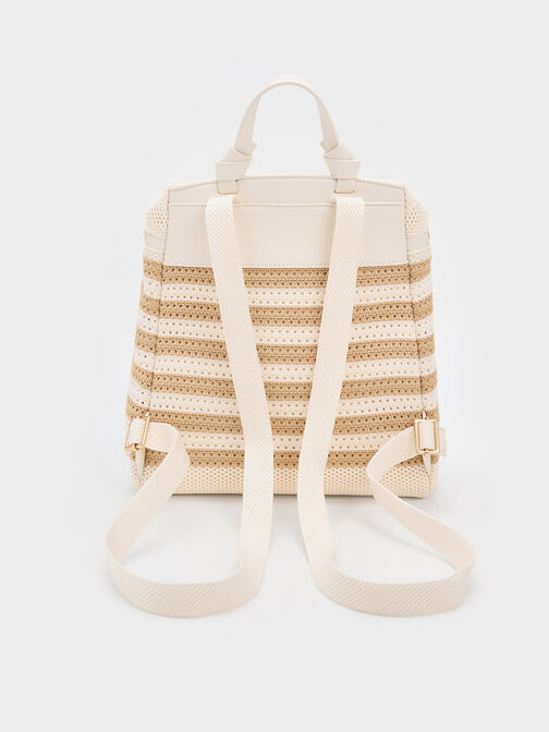 Ida Knitted Striped Backpack, Sand, hi-res