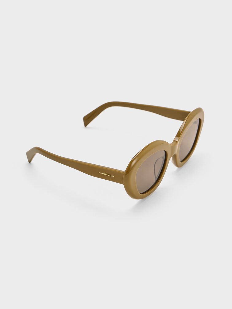 Recycled Acetate Cateye Sunglasses, Khaki, hi-res