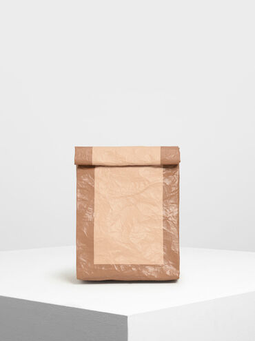 Paper Bag Clutch, Beige, hi-res