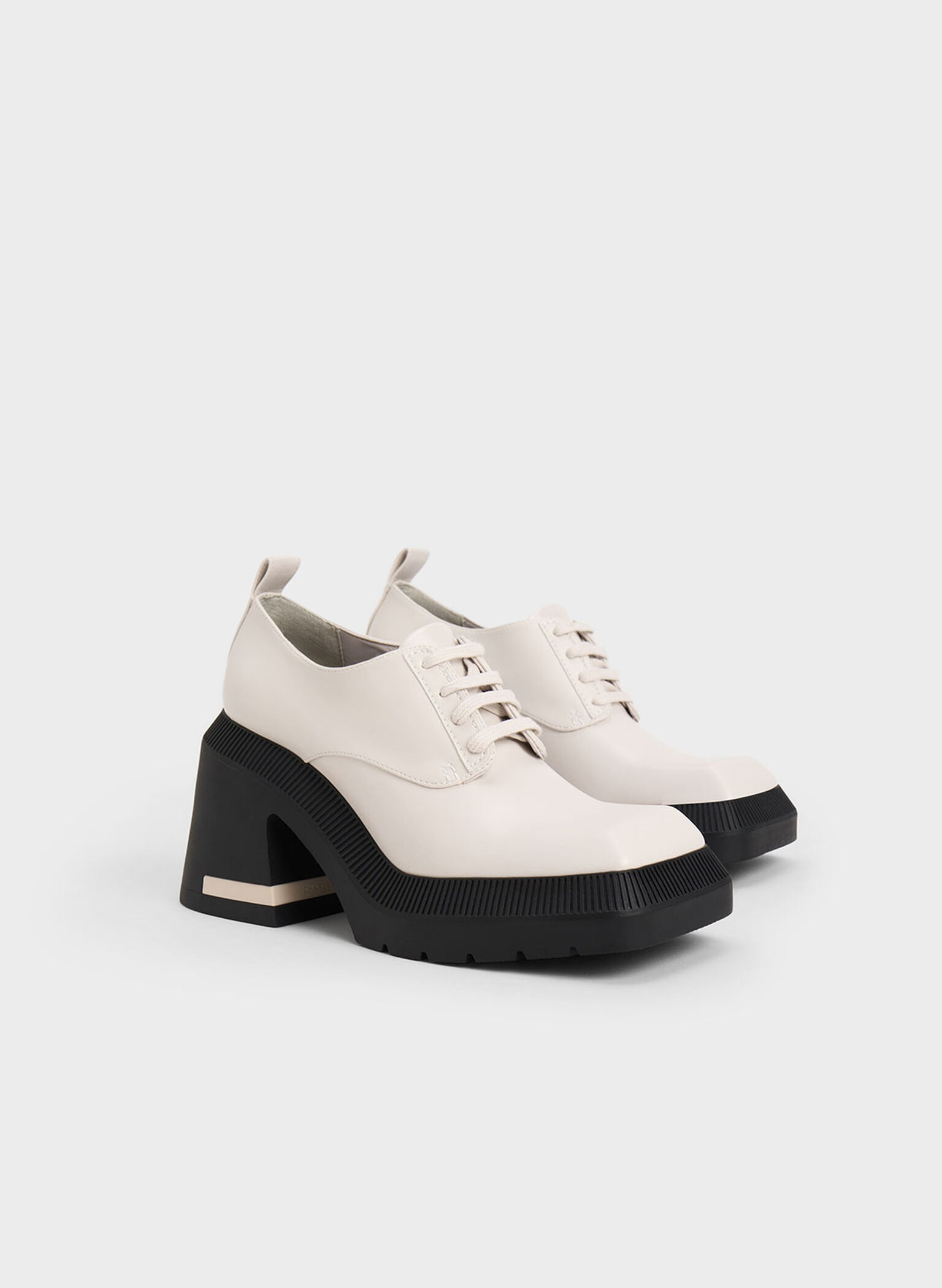 Emery Geometric Chunky Oxfords, White, hi-res