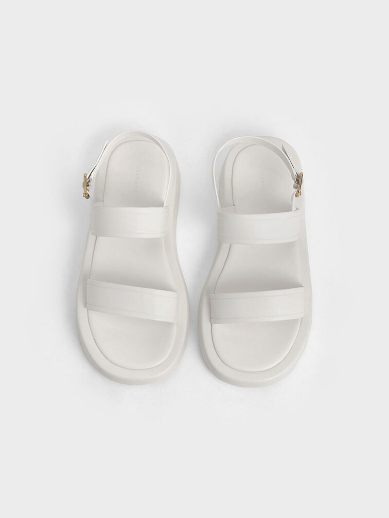 White Open Toe Slingback Platform Sandals - CHARLES & KEITH US