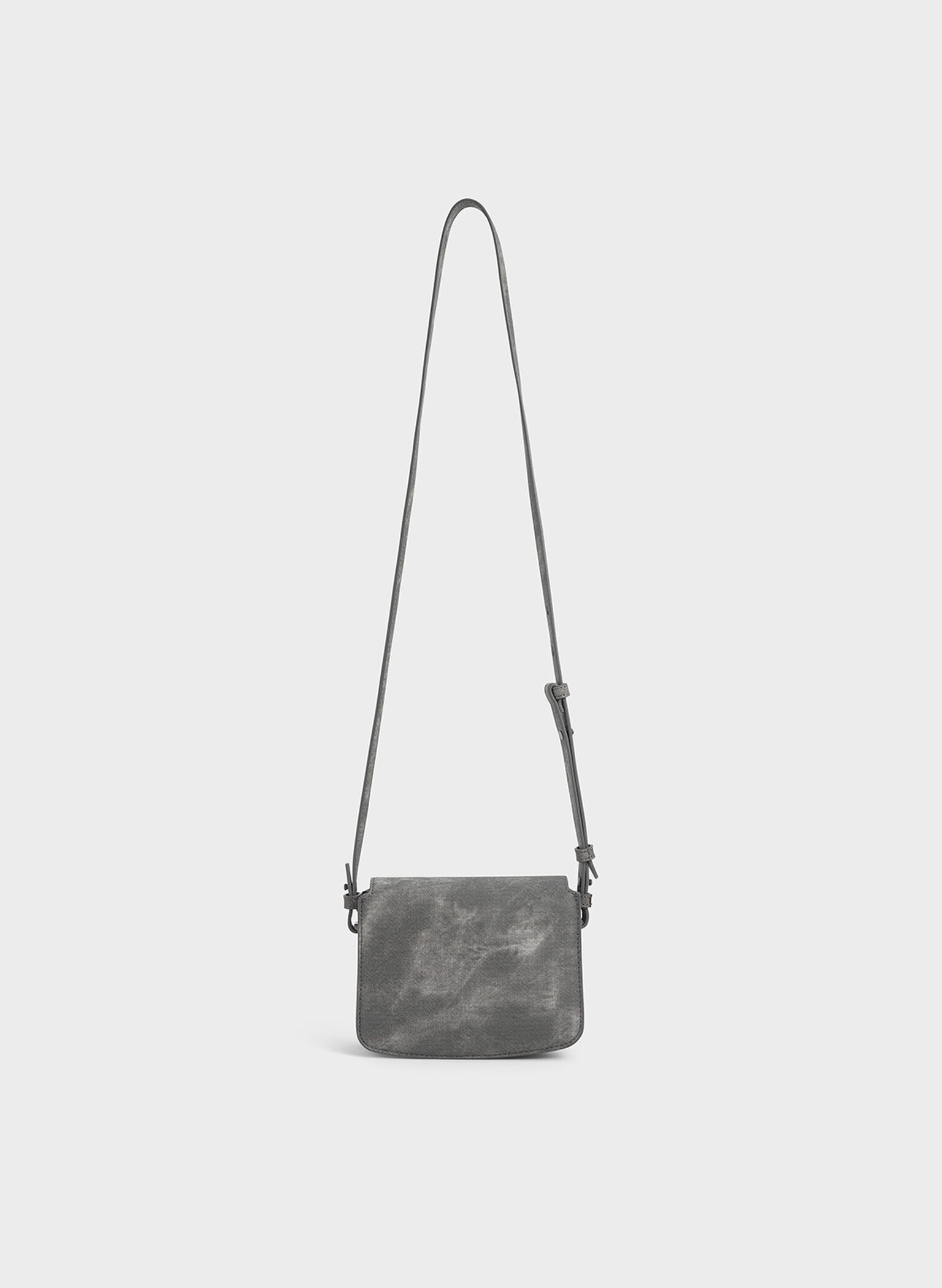 Bolsa de ombro jeans quadrada com aba frontal, Dark Grey, hi-res