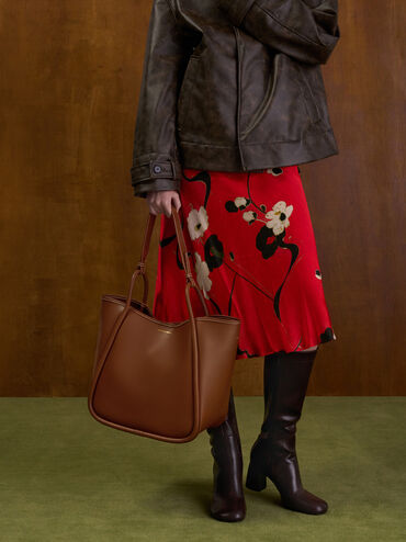 Bolso tote holgado tubular Lyla, Marrón chocolate, hi-res