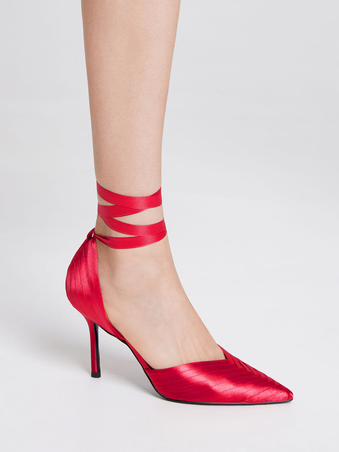 Tie-Around D'Orsay Pumps, Red, hi-res