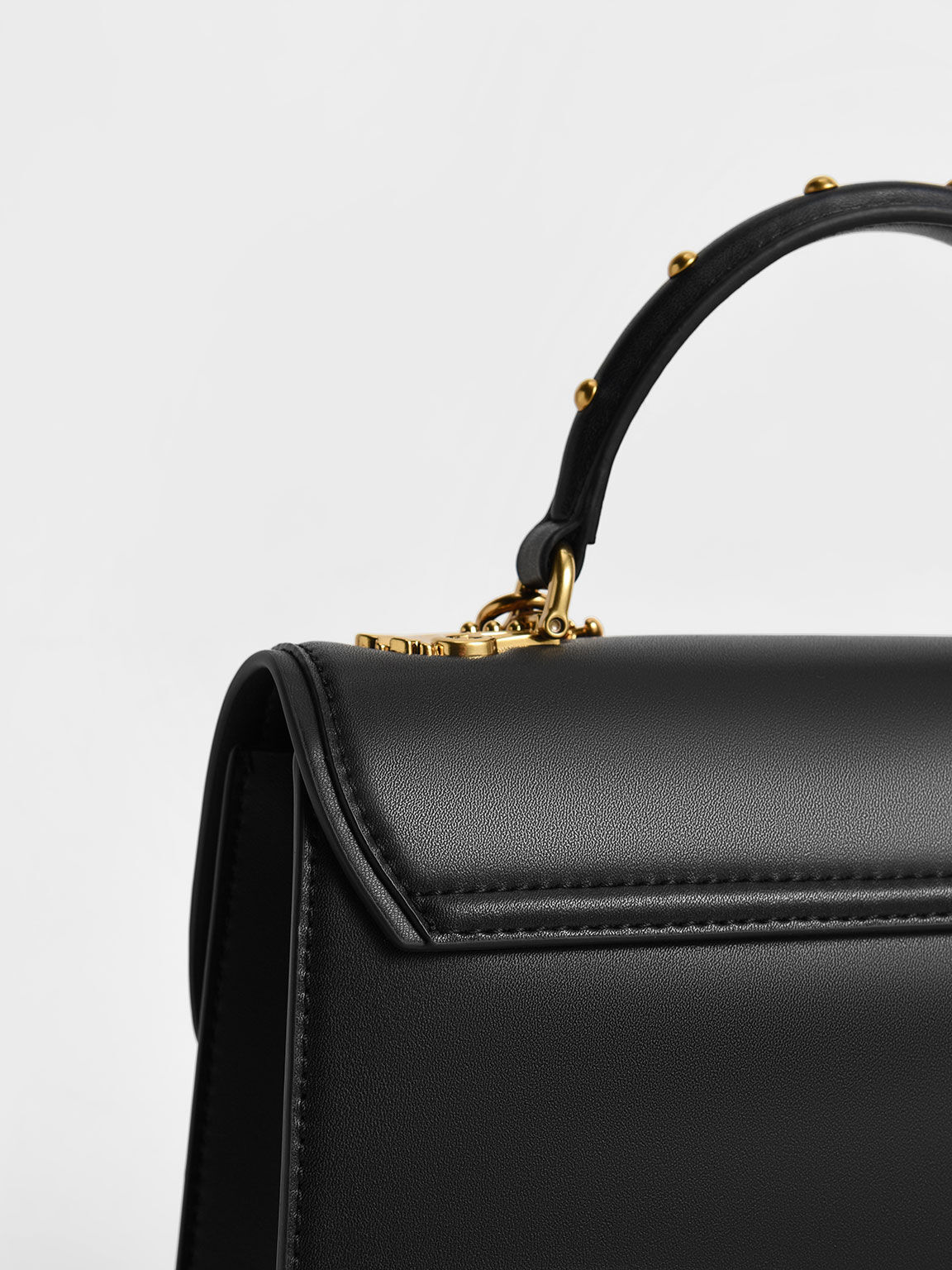 Black Meriah Studded Top Handle Bag - CHARLES & KEITH US