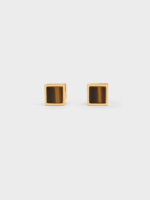 Briar Square Stud Earrings, Cognac, hi-res