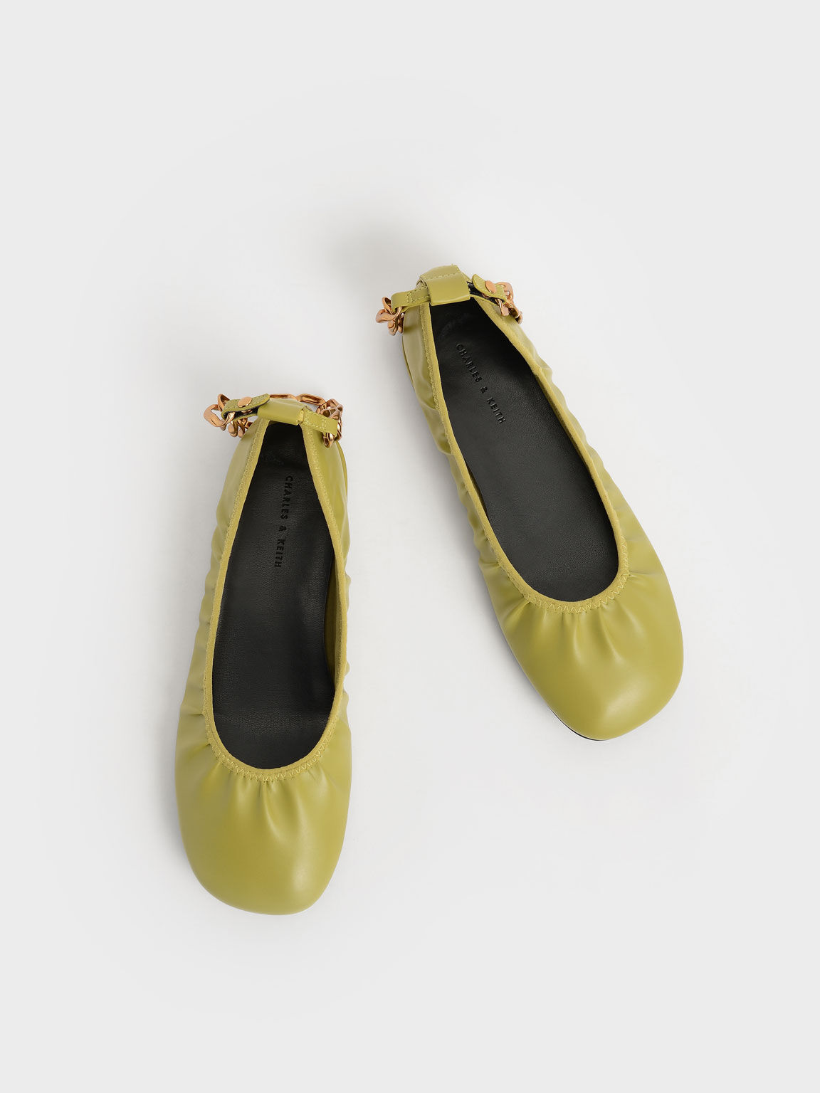 Chunky Chain Ankle Ballerina Flats, Moss, hi-res