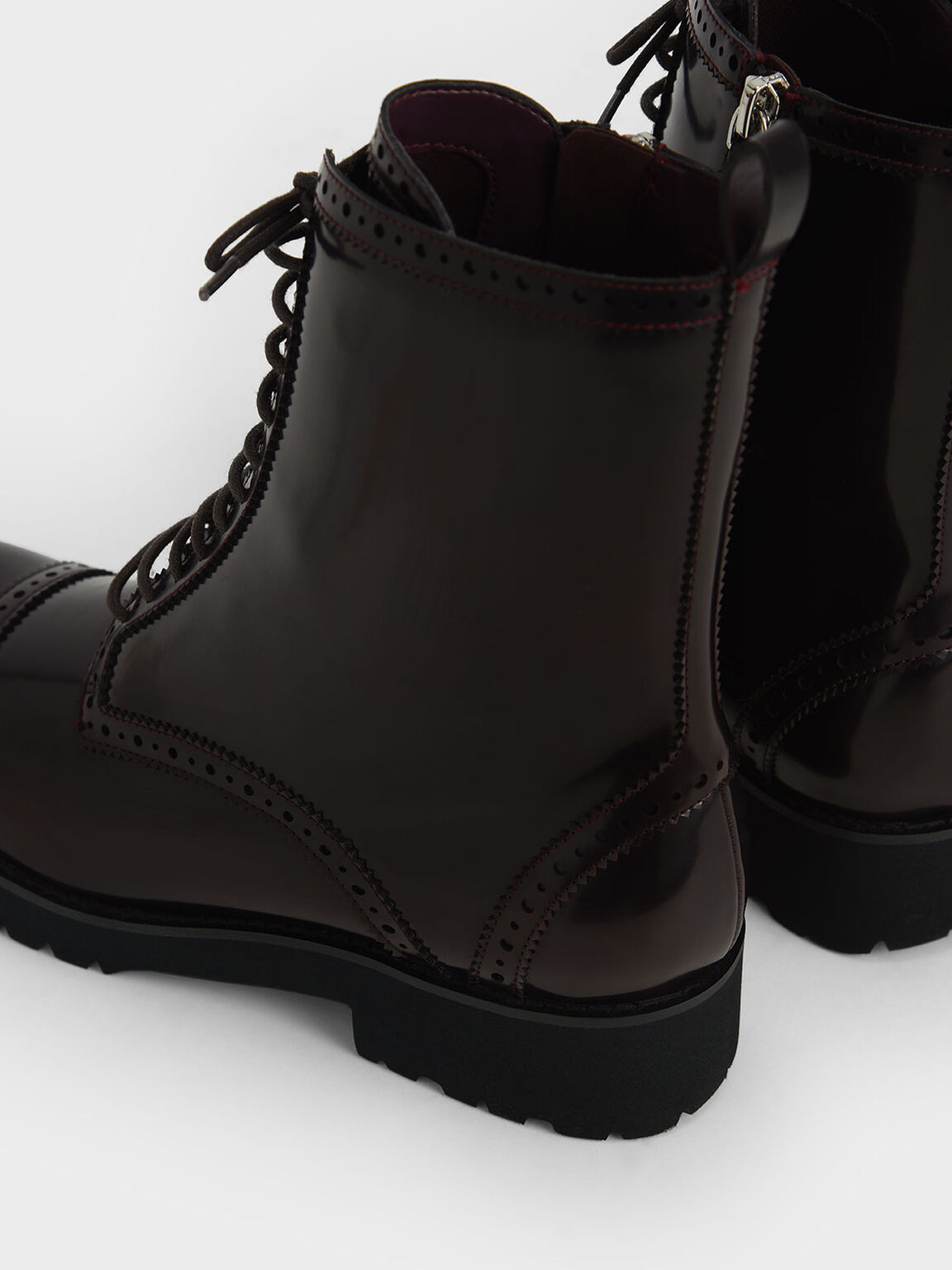 Brogue Ankle Boots, Burgundy, hi-res