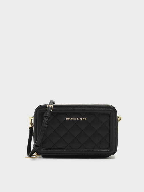 Cartera larga boxy acolchada, Negro, hi-res