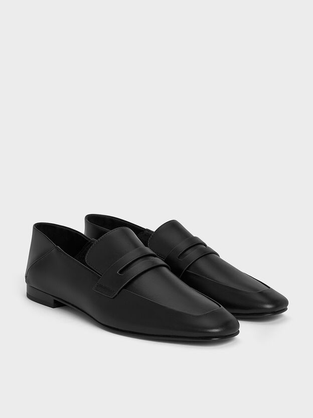 Mocasines con punta de almendra, Negro, hi-res
