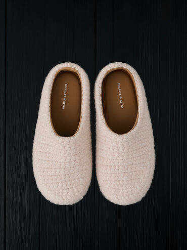 Crochet Flat Mules, Chalk, hi-res
