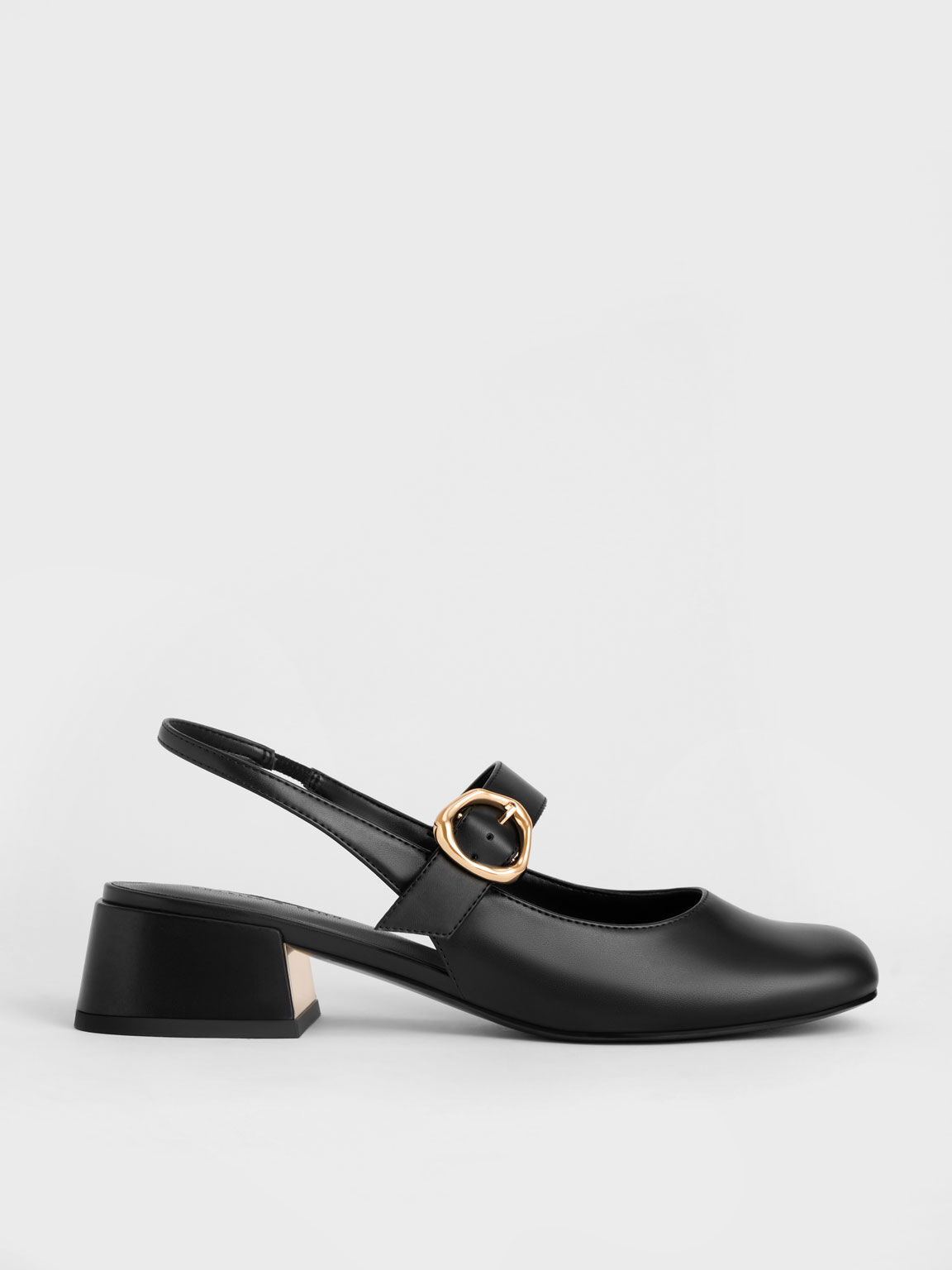 Charles & Keith Square Toe Slingback Pumps in Black | Lyst