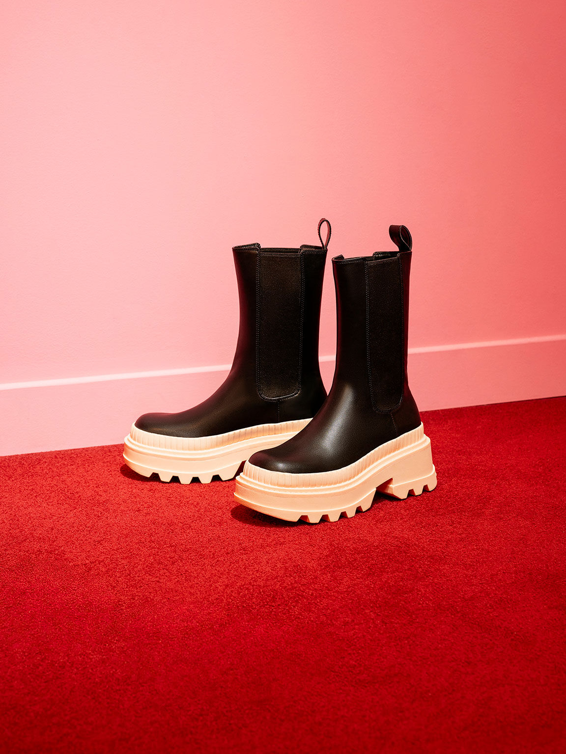 Rhys Coloured Sole Chelsea Boots​, Pink, hi-res