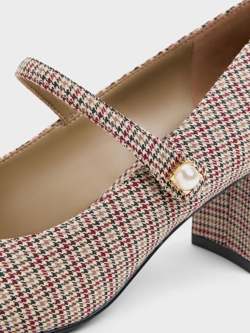 Marie Checkered Pearl Mary Jane Pumps, Multi, hi-res