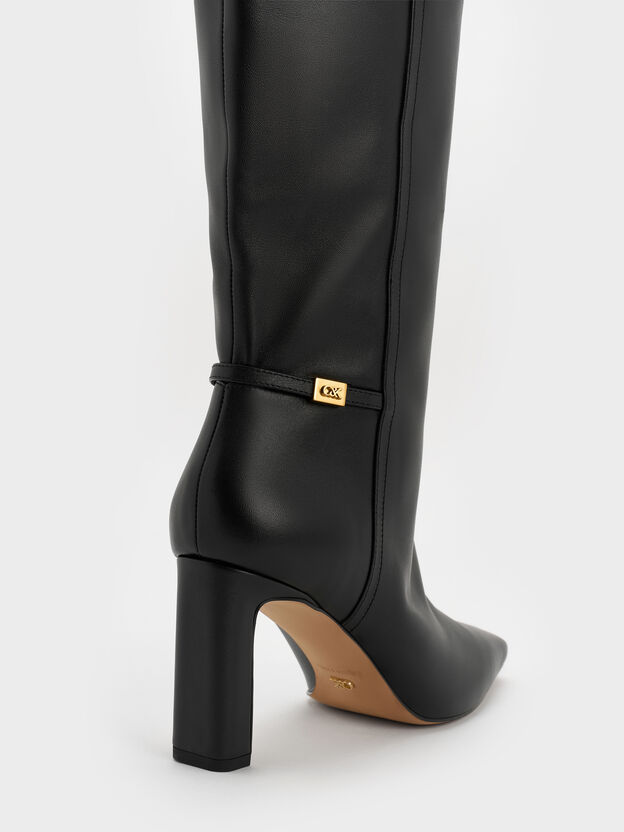 Georgina Leather Knee-High Boots, Black, hi-res