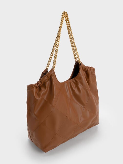 Braided Handle Tote Bag, Chocolate, hi-res