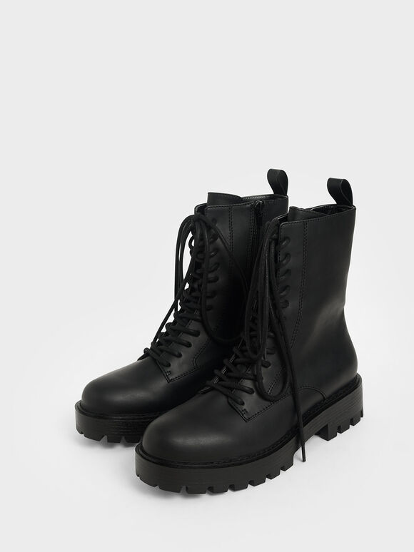 charles and keith lace up boots
