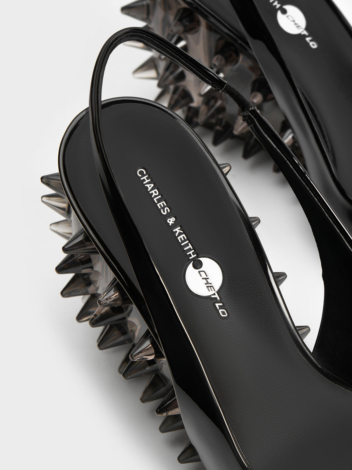 Black spiked high heels sale