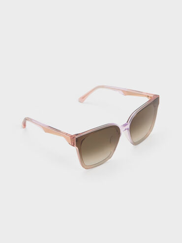 Square Thick-Frame Sunglasses, Pink, hi-res