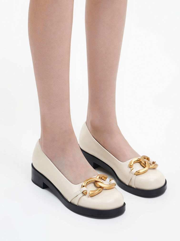 Chunky Metallic Accent Ballerinas, Chalk, hi-res