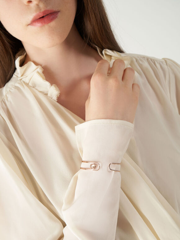 Gem-Embellished Cuff Bracelet, Rose Gold, hi-res