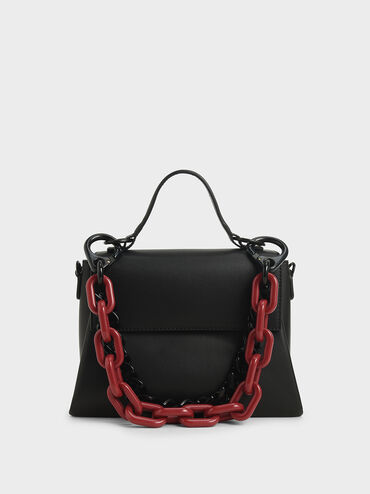 Double Chain Link Bag, Black, hi-res