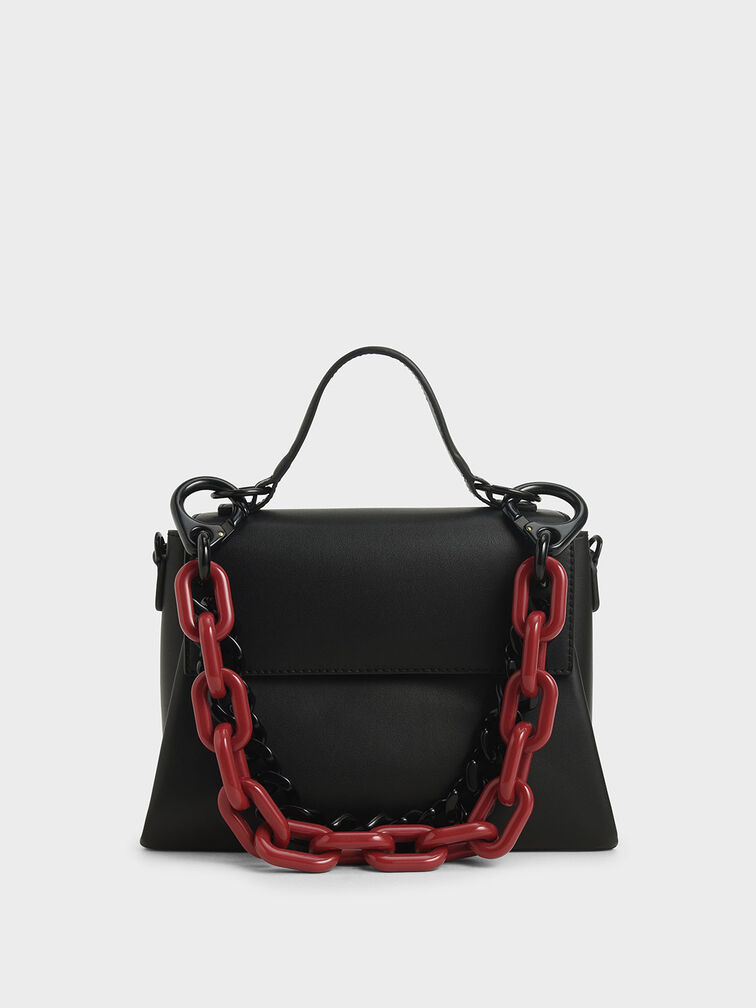 Double Chain Link Bag, Black, hi-res