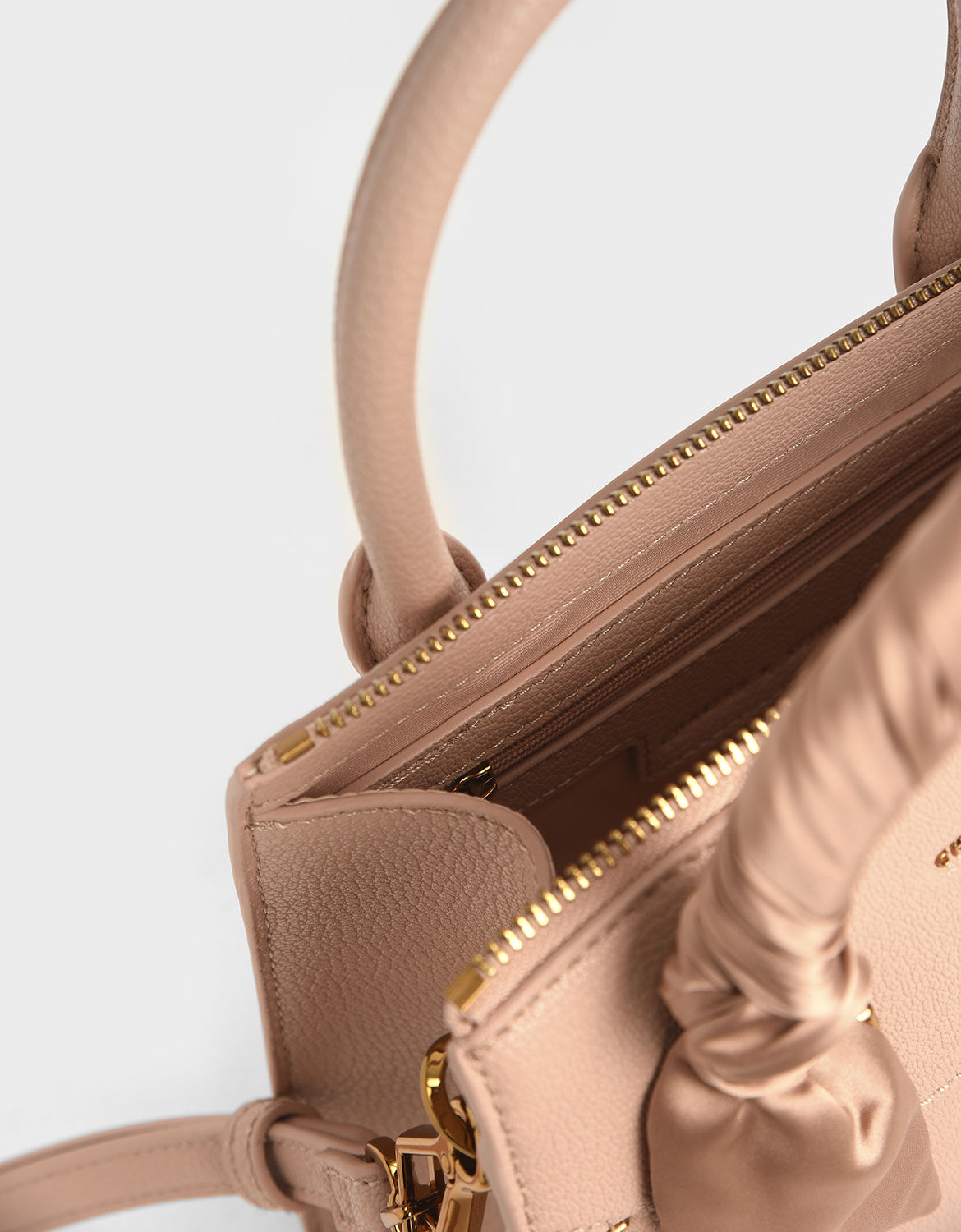 Satin Scarf Top Handle Bag Nude