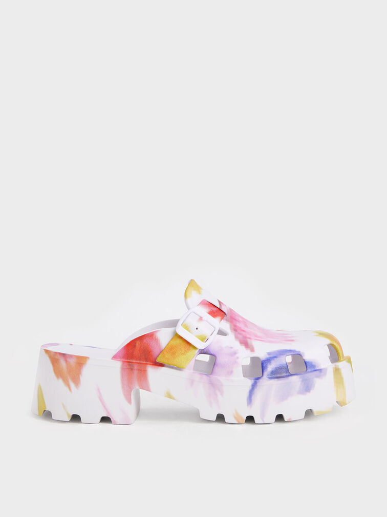 Mae Printed Buckled Platform Mules, Multi, hi-res