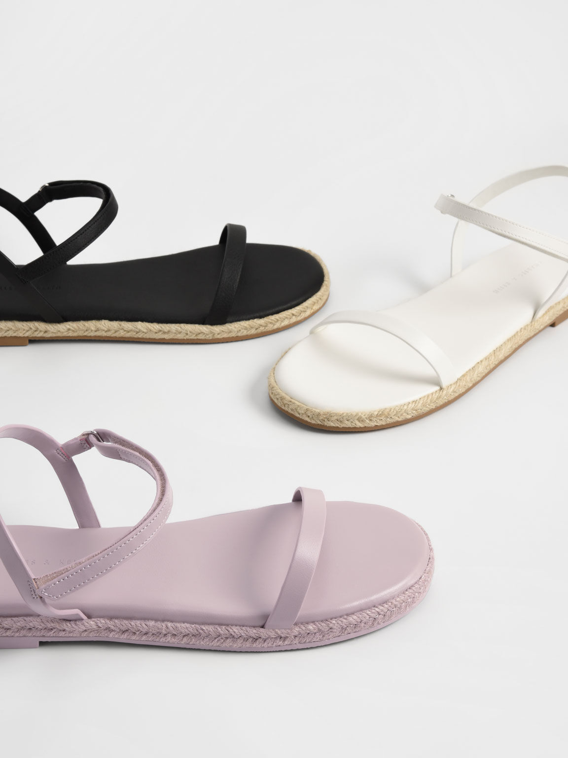 Ankle-Strap Flat Espadrille Sandals, Black, hi-res