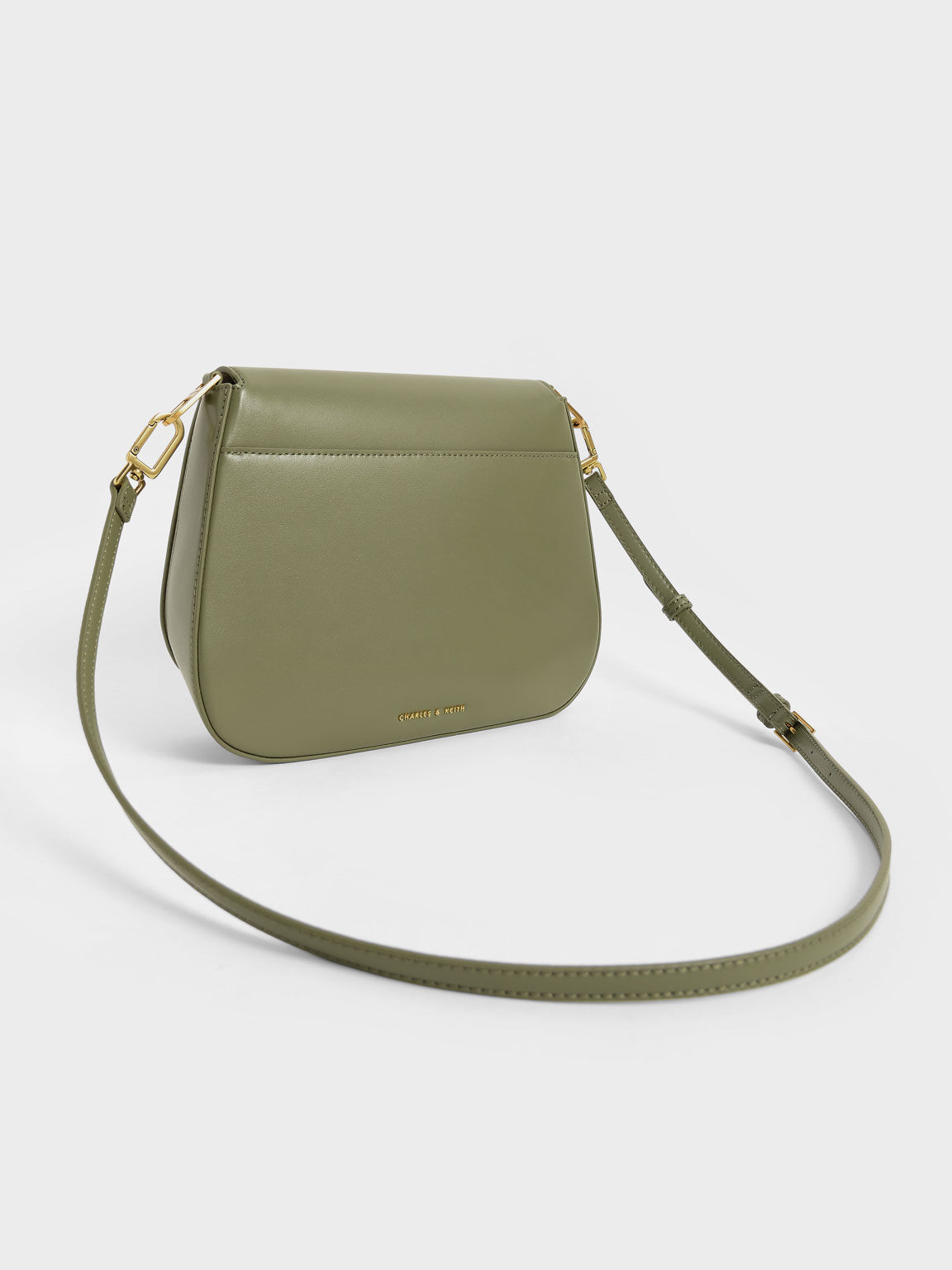 Linear Metallic Accent Shoulder Bag, Olive, hi-res