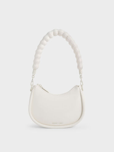 Lana Curved Shoulder Bag, White, hi-res