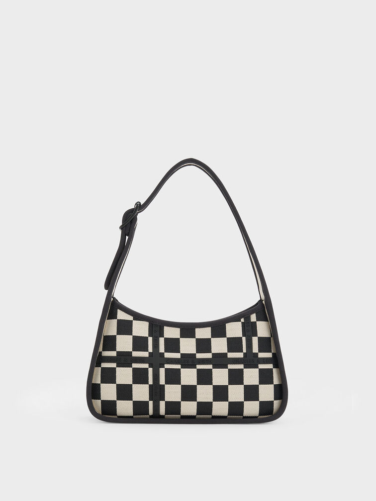 Charles & Keith Women's Avenue Checkered Trapeze Shoulder Bag