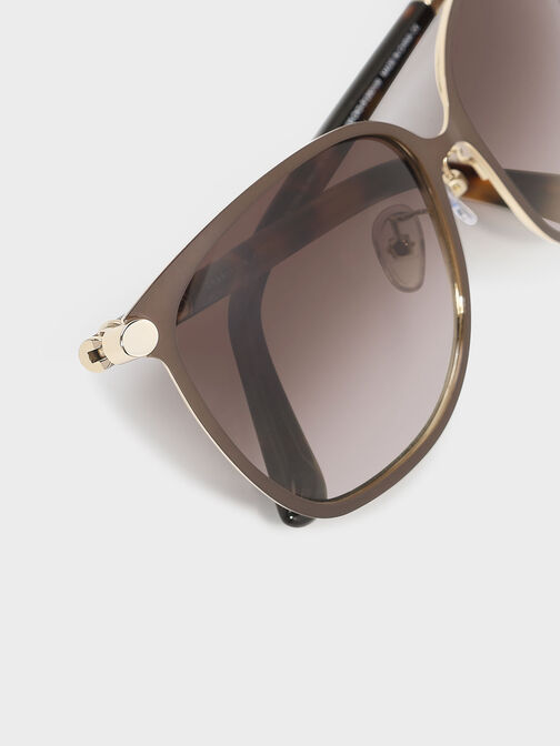 Oversized Square Sunglasses, Brown, hi-res