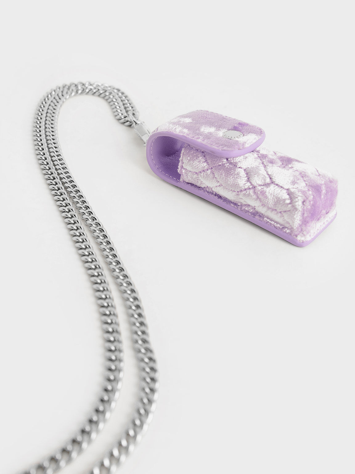 Holly Chain-Strap Velvet Mini Pouch​, Lilac, hi-res