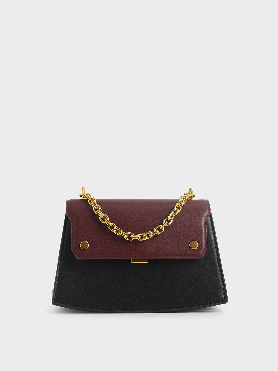 Black Two Tone Chain Handle Crossbody Bag Charles Keith Kh