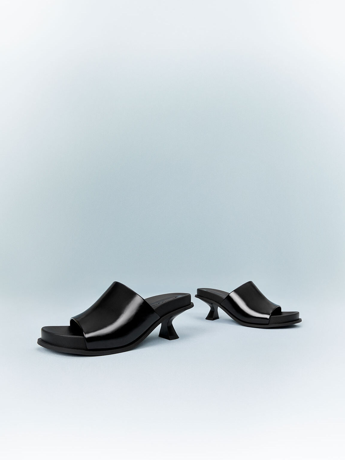 Clio Slant Heel Mules, Black Boxed, hi-res