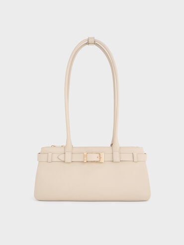 Jody Leather Belted Shoulder Bag, Antique Chalk, hi-res