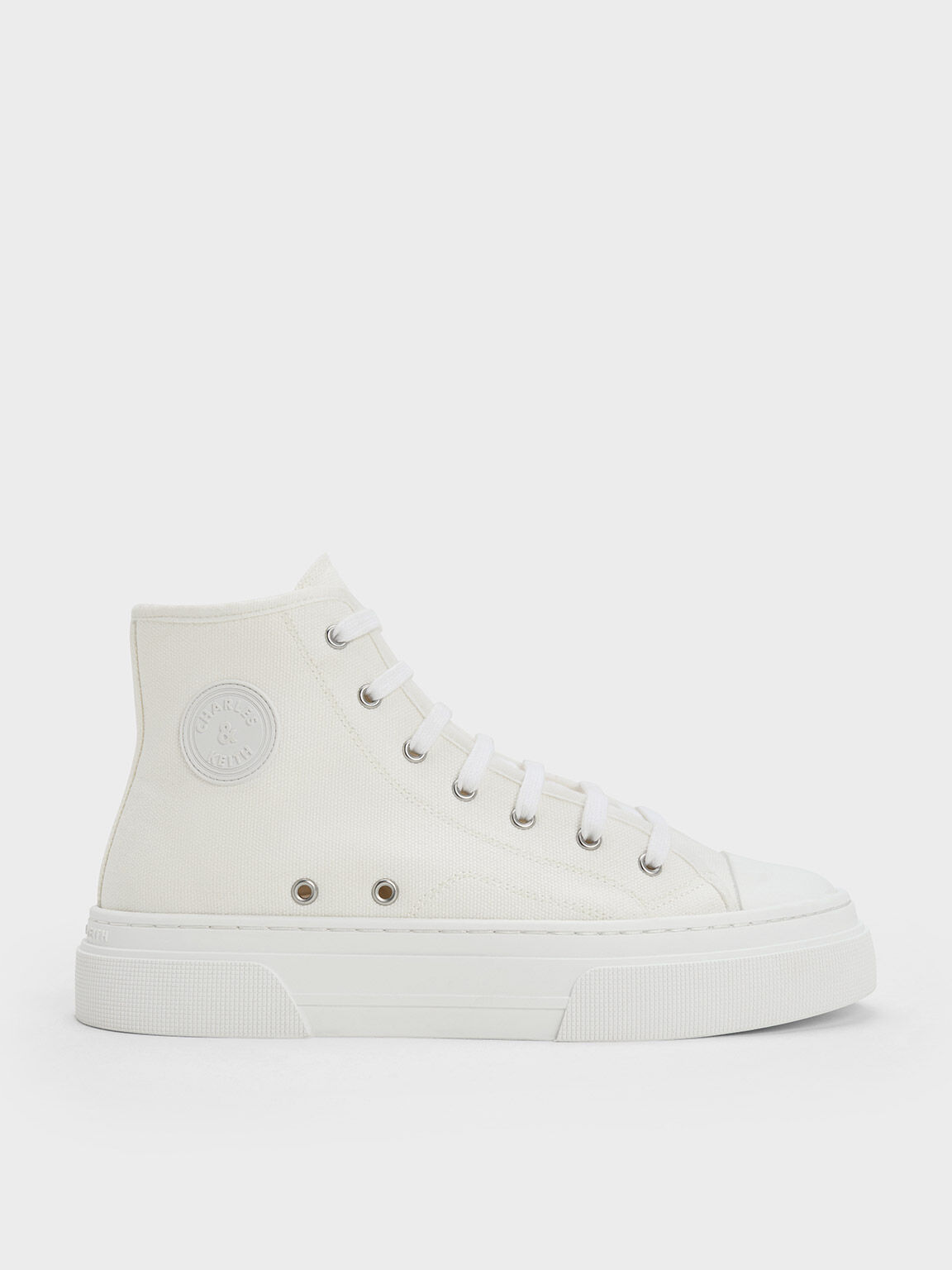 Mand Tradition cirkulation White Kay Canvas High-Top Sneakers - CHARLES & KEITH US