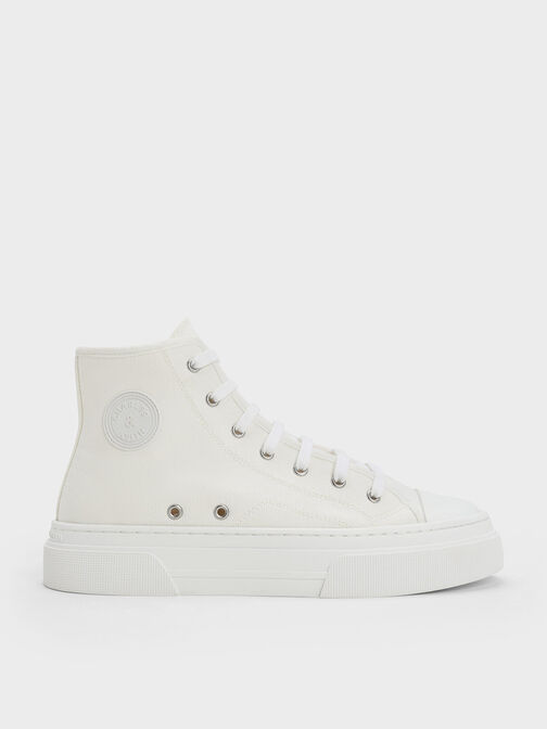 Kay Canvas High-Top Sneakers, White, hi-res