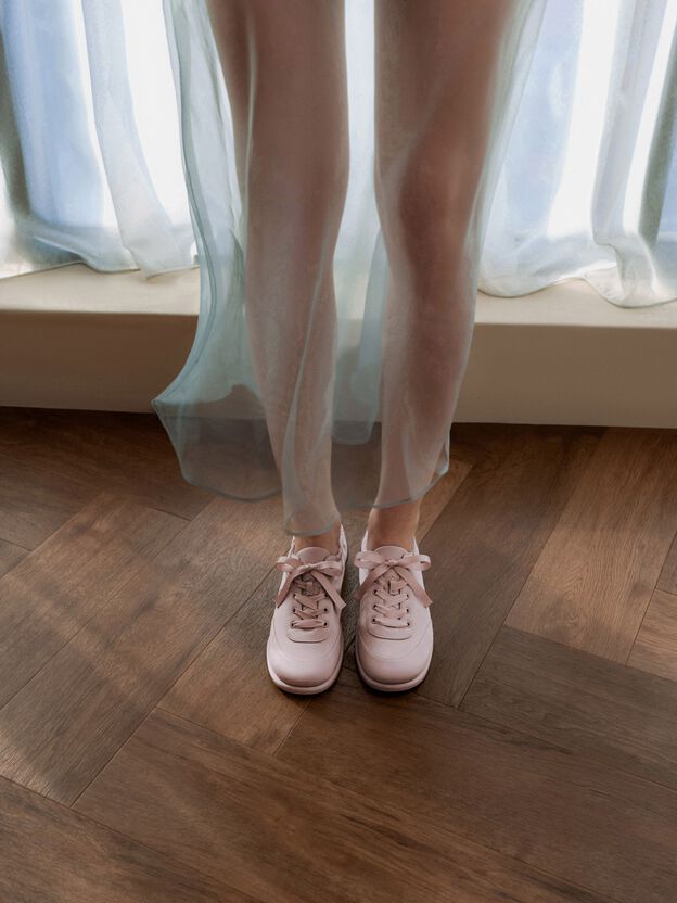 Satin Ruched Sneakers, Pink, hi-res