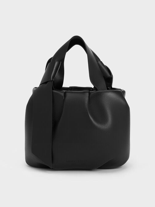 Bolso Toni efecto arrugado con nudos, Noir, hi-res